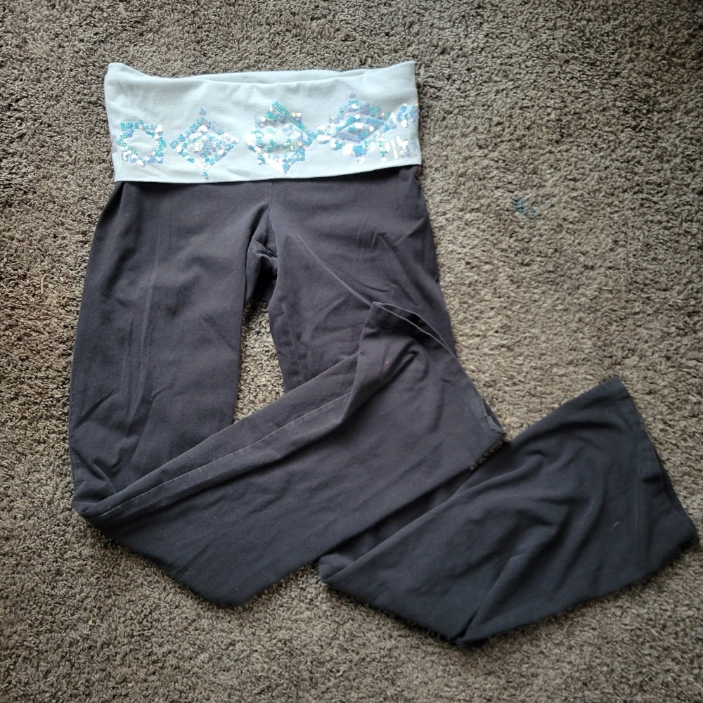 PINK Blue Band Sequin Tribal Yoga Pants Size Medium Woman's Victoria’s Secret